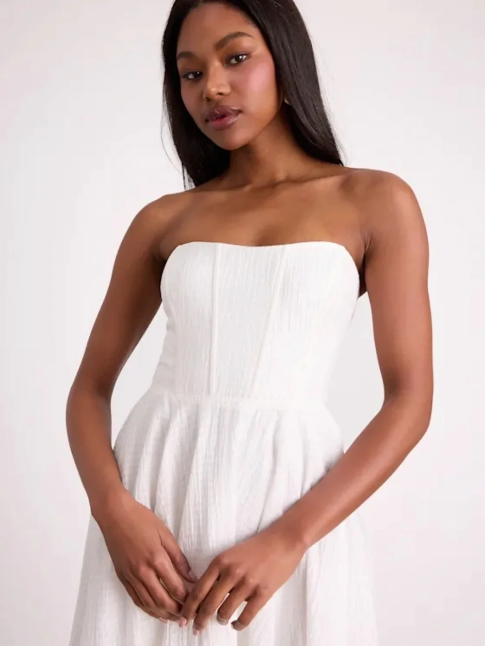 Lulu's Ivory Strapless Midi Dress - Picture 5 of 5